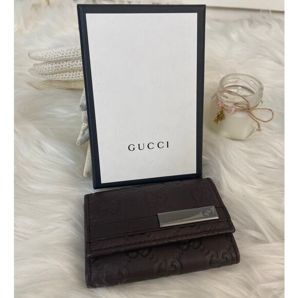 Gucci Accessories - GUCCI Guccissima 6 Key Holder Case Rich Dark Brown EUC